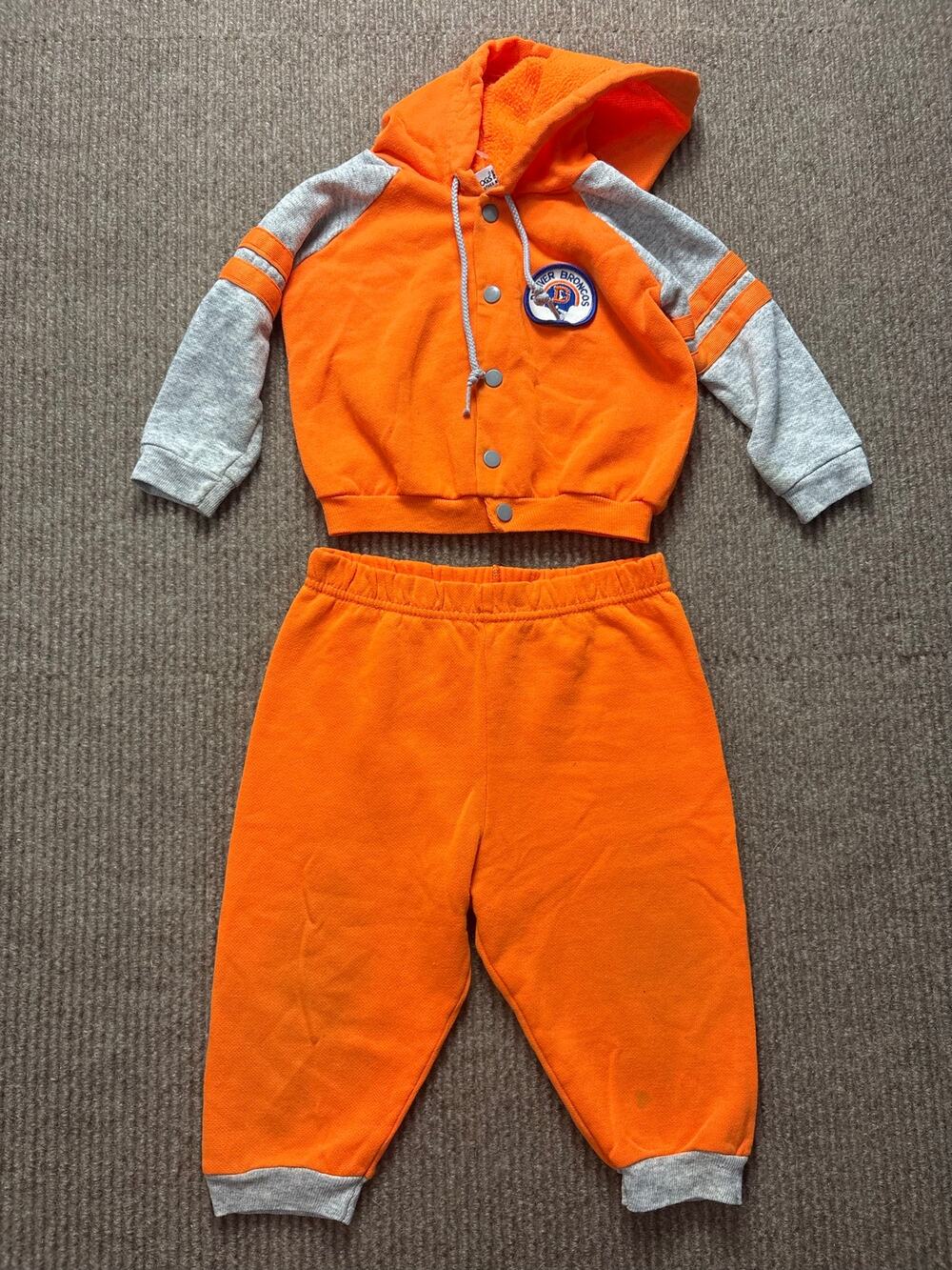 Vintage Retro Jog Togs Made in USA Denver Broncos Sweatsuit Size 18 months